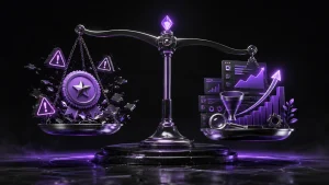 تصویر سه بعدی مقایسه سئو حرفه‌ای و سئو تضمینی با تمرکز بر نتایج قابل اندازه گیری