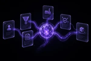 نمای سهبعدی ارتباط CRM با فروش و فرآیند تولید